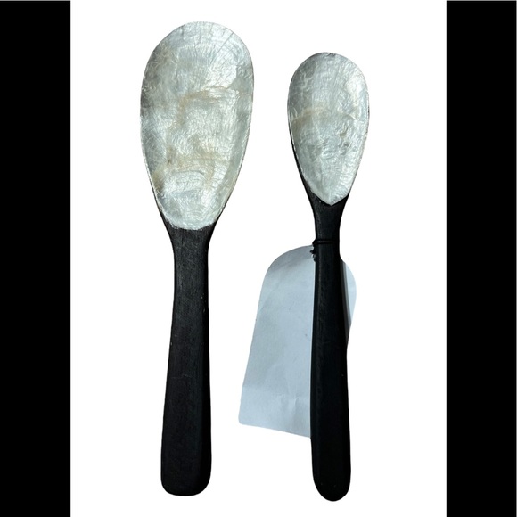 NWT Anthropologie Mother of Pearl Serving Spoon Set - Picture 1 of 7
